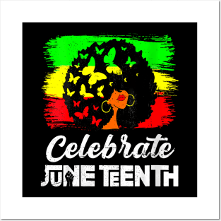 Womens Juneteenth Afro Woman Black Queen African Posters and Art